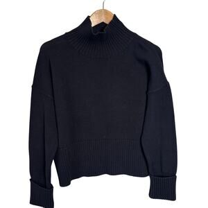 525 America Grey Mock Neck Sweater Cotton Knit Boxy Crop Size XS (24x21)